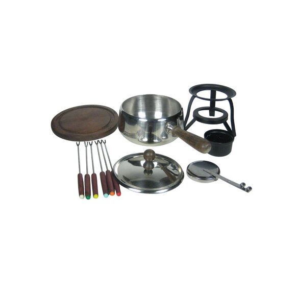 Gailcraft Fondue Set 2 Quart Stainless Steel Fondue Pot Set Vintage 1970 - Picture 6 of 16